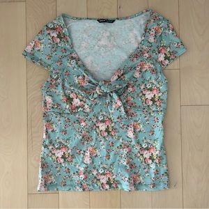 SHEIN Mint Green Floral Shirt